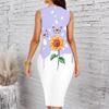 Women Plus Size Crew Neck Sleeveless Midi Dress Black Silver Glitter Butterfly Shimmer Dot Print Bodycon Dress