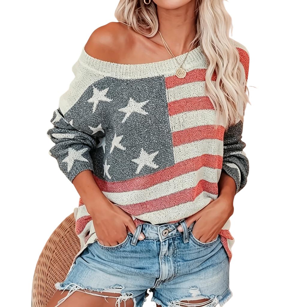 Women's Loose Knit Sweater Long Sleeve Pullover Casual Comfortable Top