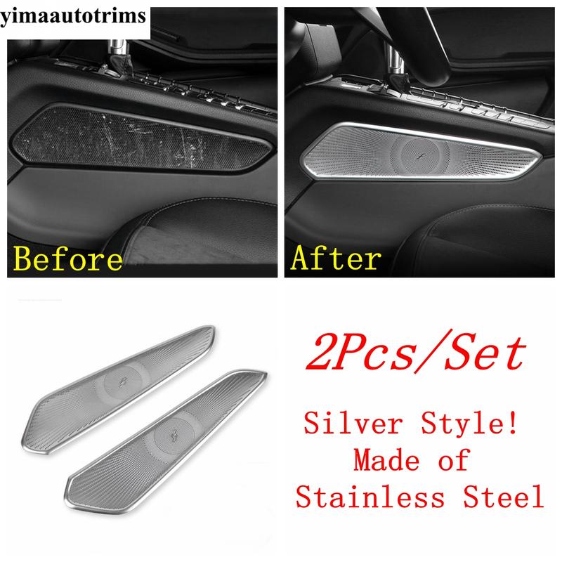 Central Control Gearbox Gear Shift Speaker Sound Panel Sequin Cover Trim For Porsche Macan 2014- Stainless Steel Accessories