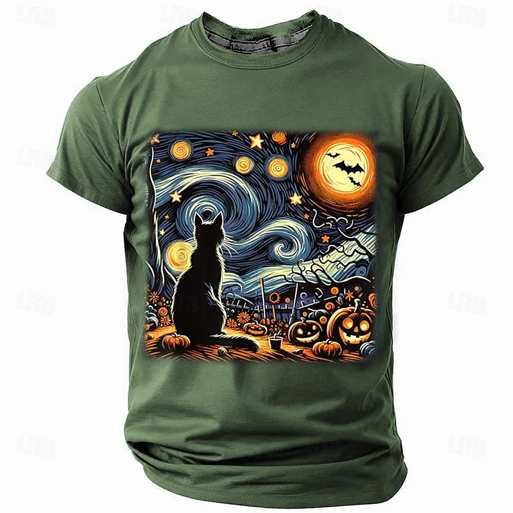 Herren T-Shirt Grafikdruck Lässig Kurzarm Vintage Tee Männlich Übergröße Kleidung Street Fashion Rundhals Pullover Sweatshirt