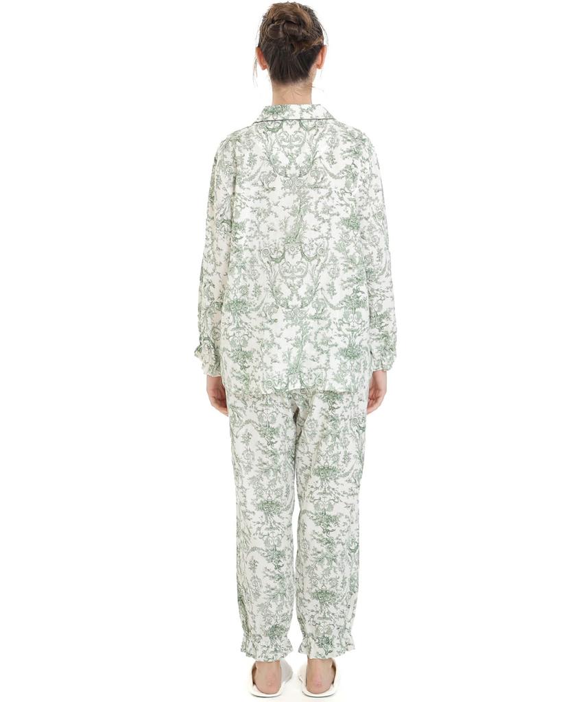 Narue Cotton Double Gauze Toile De Jouy Shirt Pajama Set Women's