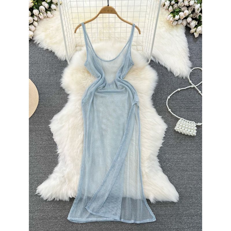 European and American Socialite Waist-Tight Cutout Sling Dress Mesh