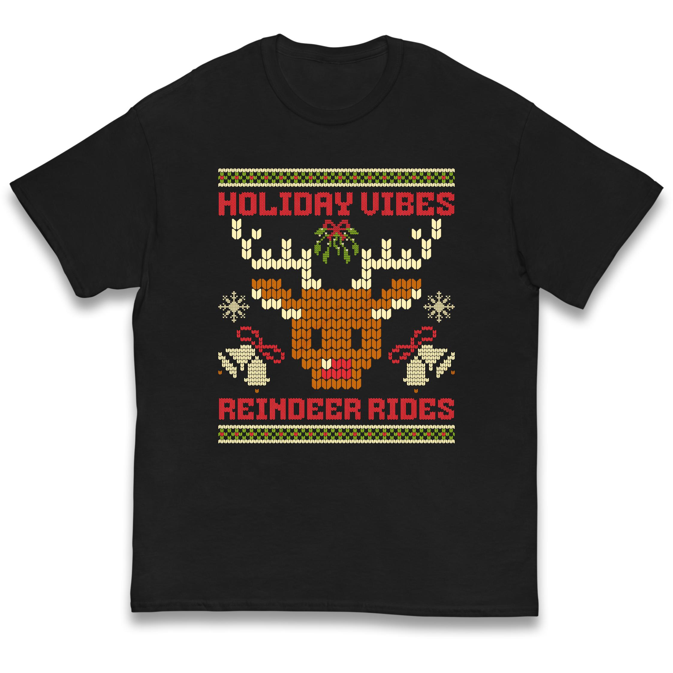 

Holiday Vibes Reindeer Rides Kids T-Shirt 130