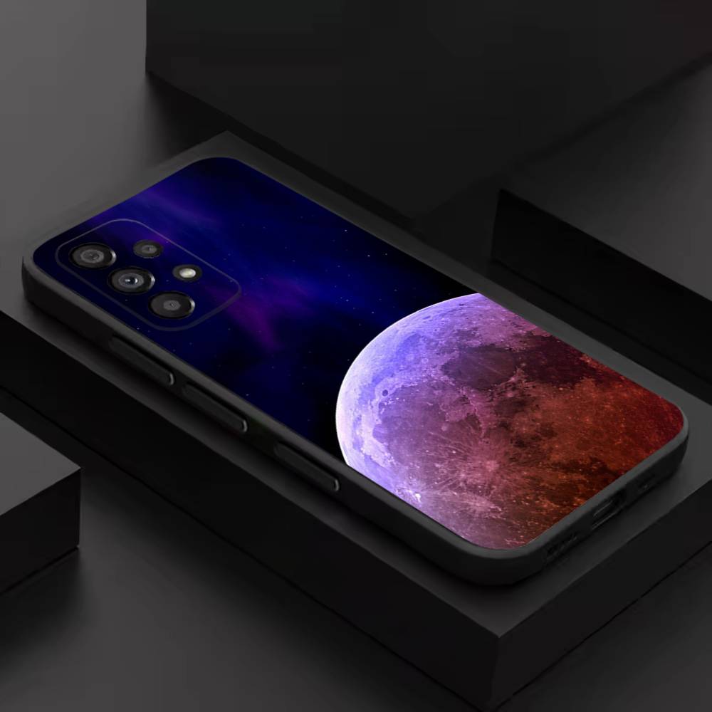 Moon Galaxy Universe For Samsung S 26,25,24,23,22,30,21,10,9,Ultra,Plus,Lite,FE,4,5G Black Soft Case Phone Case