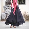 25 Spring/Summer Cool-Toned Tencel Bamboo Layered Double-Layer Maxi Swing Midi Skirt