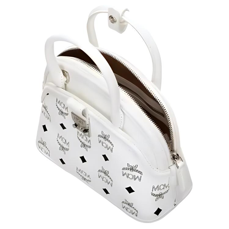 New MCM Tracy Visetos Coated Canvas With Leather Shoulder Bag, Crossbody Bag, Handbag Small Women's White MWTCAXT02WT001