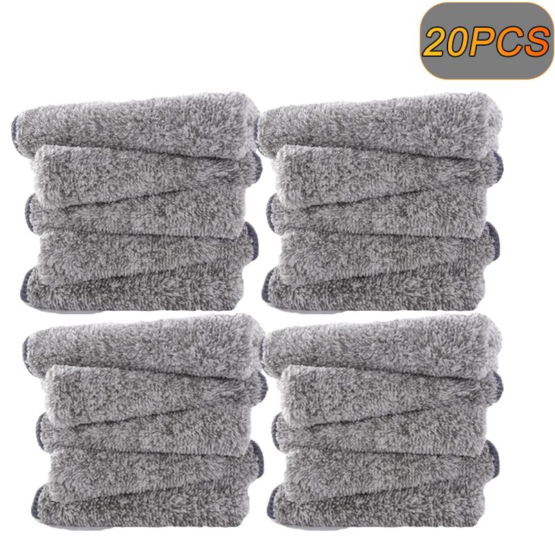 Bamboo Charcoal Fiber Cleaning Cloth Rags Non-Stick Oil Water Absorption Washing Kitchen Towel Household Cleaning Wiping Tools