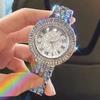 Women Watches Gold Tone Alloy Rhinestone Quartz Watch Stylish Bling Dress Watch Wristwatches for Valentine's Day