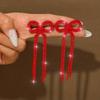 Bow Long Fringed Earrings, Fashionable Shiny Rhinestone Stud Earrings, Ear Jewelry For Women