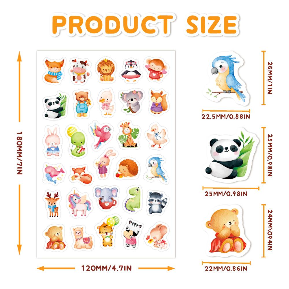 60Pcs Cartoon Animal Stickers Set for Kids Reusable Waterproof DIY Puzzle Learning Cognition Toys Cute Scene Stickers for Books