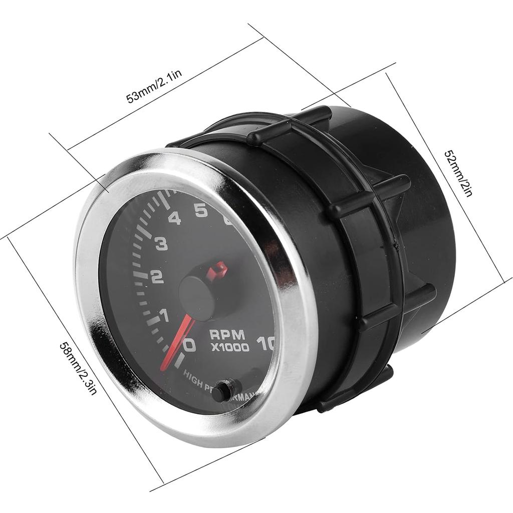 Tacho Gauge, Achometer Gauge, for Car 7 Colors Tachometer 0 To10000Rpm Gauge 52Mmn Universal Tachometer Revolution Meter with Stepping Motor Improved