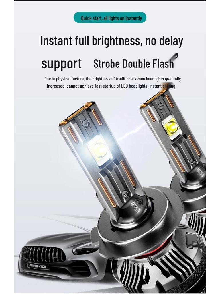 Super Bright LED Car Headlight Bulb with Lens, Spotlight, and High/Low Beam for H7, H4, H11, H8 Models
