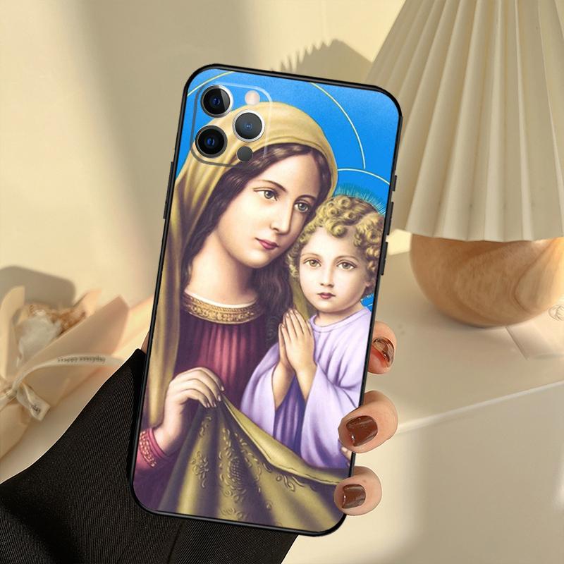 

Religious Mary and Jesus Phone Case For iPhone 15 14 13 12 11 16 17 Pro Max 13 mini 15 16 Plus 16e 17 Air Cover Funda iPhone 17