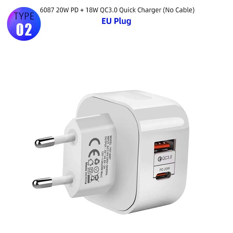 

Зарядное устройство USB C 40 Вт Быстрая зарядка Вилка 2 порта Зарядное устройство Type C PD Сетевое зарядное устройство Адаптер питания для Samsung Xiaomi iPhone 14 13 QC3.0 20W PD EU Plug