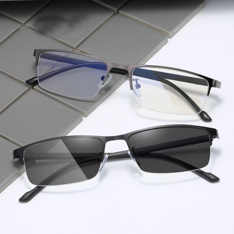 -0.5 -0.75 To -4.0 Half Frame Square Myopia Photochromic Eyeglasses Women Men Uv400 Prescription Glasses Power +0.5 +1.0 To +4