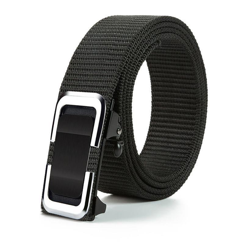 Men'S Toothless Automatic Buckle Woven Canvas Belt Belt Casual Nylon Tactical Pants Belt Military Training Outdoor Belt