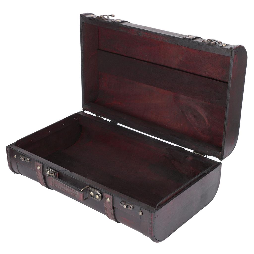 Portable Antique Suitcase Wooden Case Photography Props Craft Decoration Box Ornament