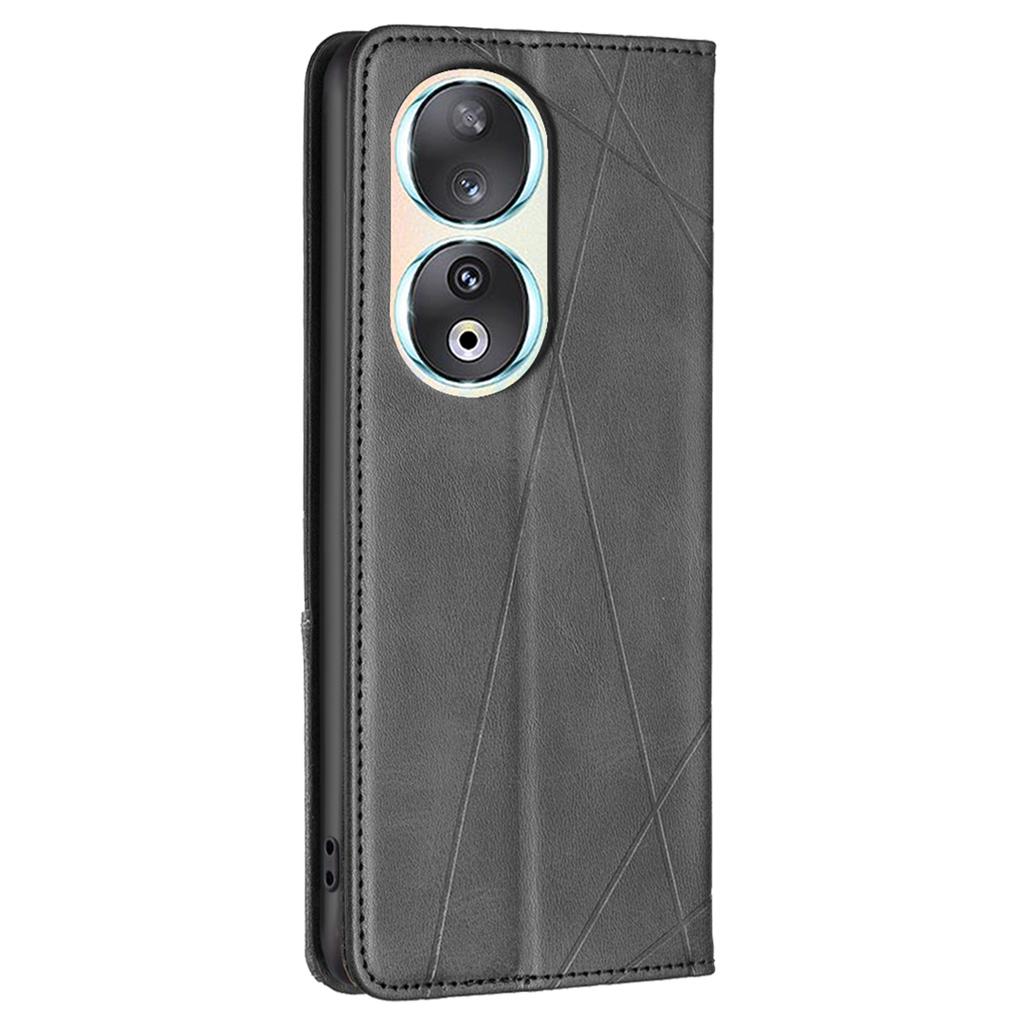 For Honor 90 Anti-Scratch Stand Leather Cover Imprinted Line Card Slots Mobile Phone Case