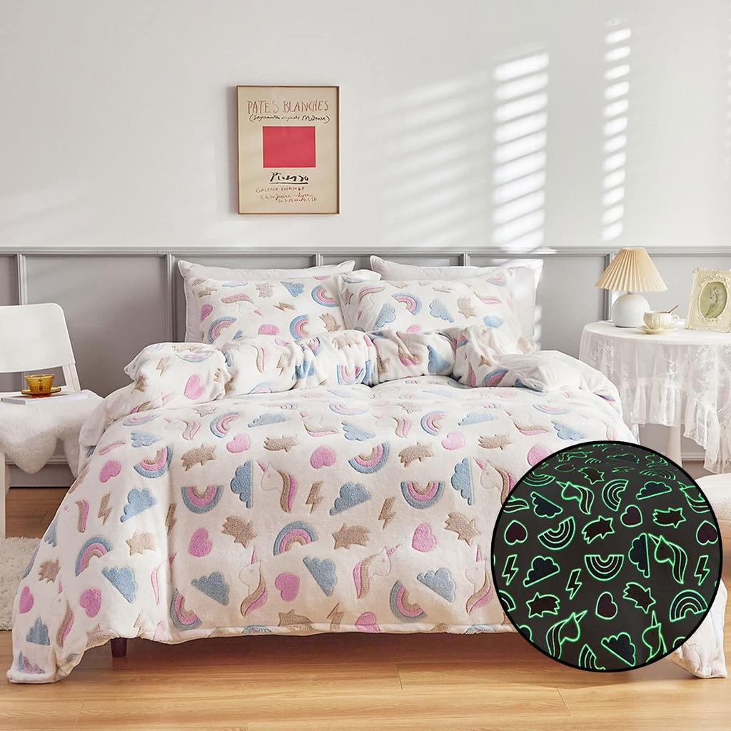 Erosebridal Mermaid Tail Comforter Cover,Kids Fish Scales Duvet Cover Twin,Girly Shell Starfish Bedding Set Ocean Life Sea Animal Bed Sets P