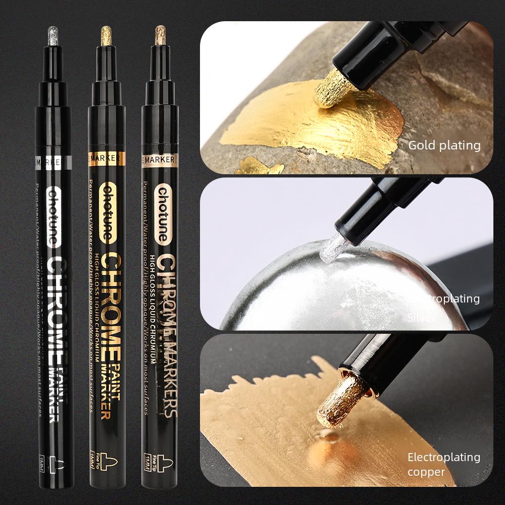 Chotune Reflektierender Chrom Marker Stift - Wasserdichte Galvanisierte Silberfarbe für DIY Hervorhebungen