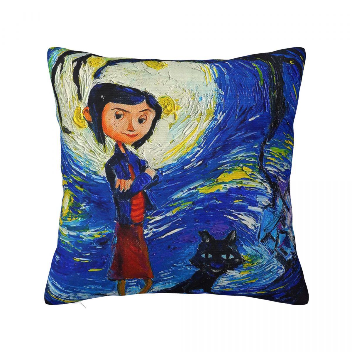 

Coraline The Secret Door Pillow Case Fantasy Movie Cushion Covers Polyester Decorative Throw Pillow Case Cover for Sofa 40x40cm 30x30cm