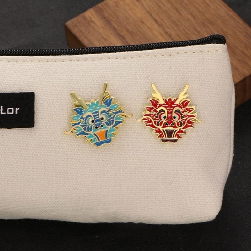 Chinese Zodiacs Shape Brooch Dragon Totem Lapel Pins Jewelry for Women Animal Themed Breastpin Stylish Accessory