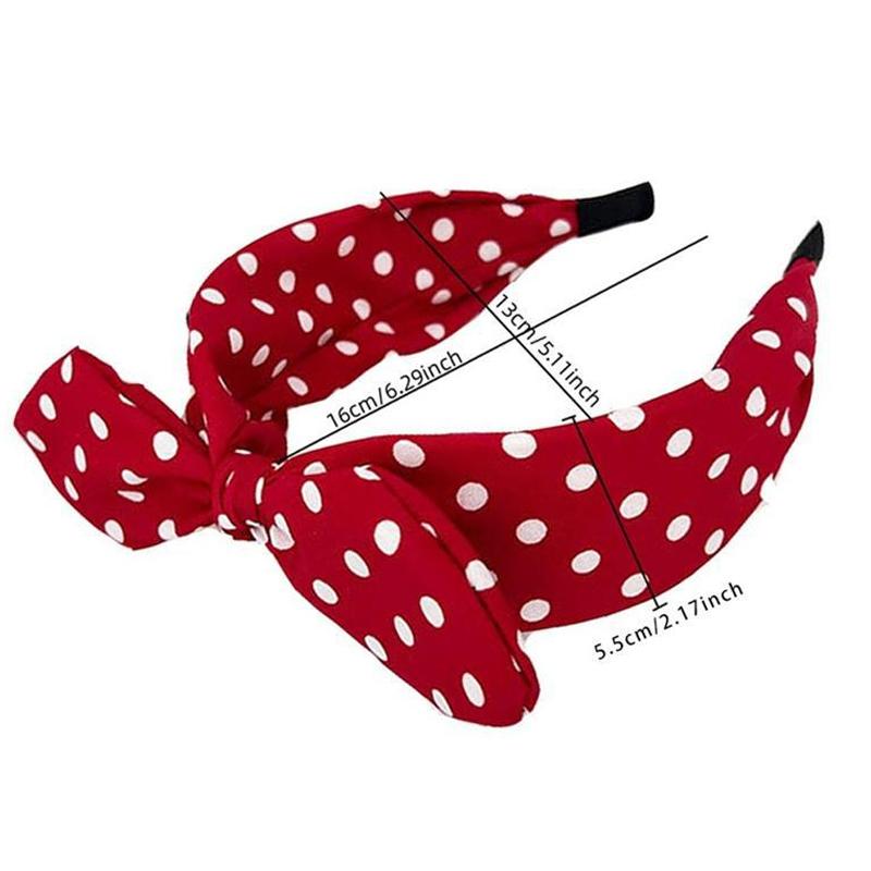 Solid Fabric Polka Dot Bow Headband for Woman Elegant Temperament Wide Headband Fashion Girl's Makeup Hairband