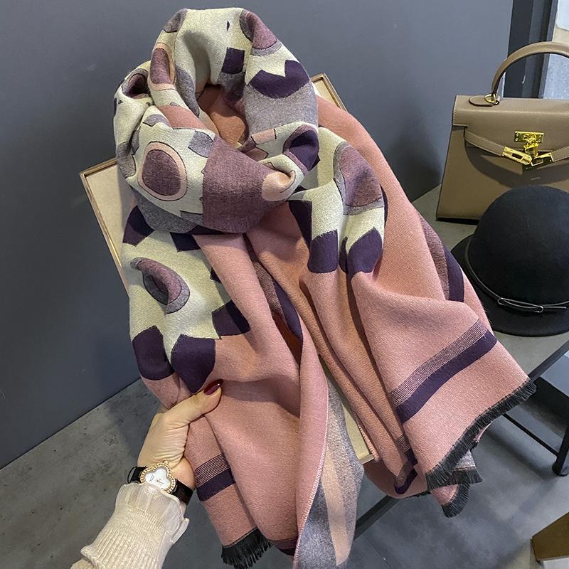 Sunflower Imitation Cashmere Scarf Women's Outer Shawl Women's Autumn and Winter Thickened Warm Scarf
