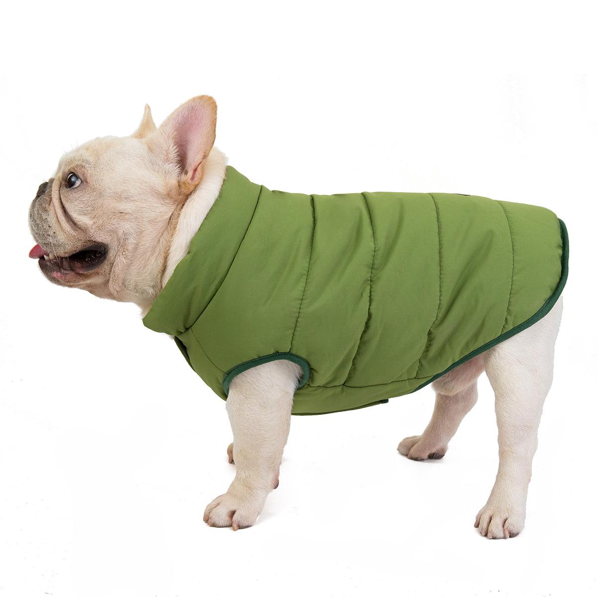 

Pet clothes dog clothes bulldog pekingese bargo shar peel autumn and winter clothes new 18 bulldog cotton-padded clothes S зелёный