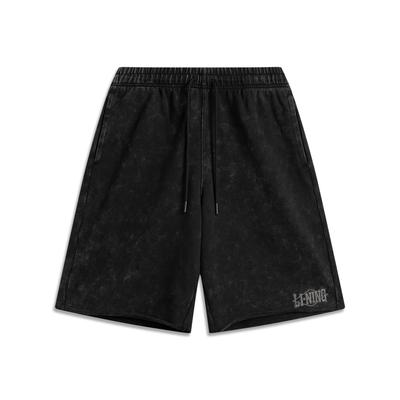Sports Lifestyle Series Letter Mid-Waist Drawstring Breathable Versatile Straight-Cut Casual Shorts Men Shorts Black AKSV527-1