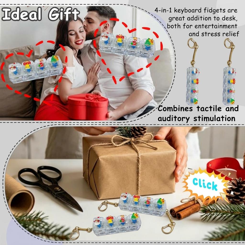 Portable Keychain Rgb 7 Color Gradient Anxiety Relief Fidget Clicker Crisp Clicking Christmas Themed Fidget For Stress