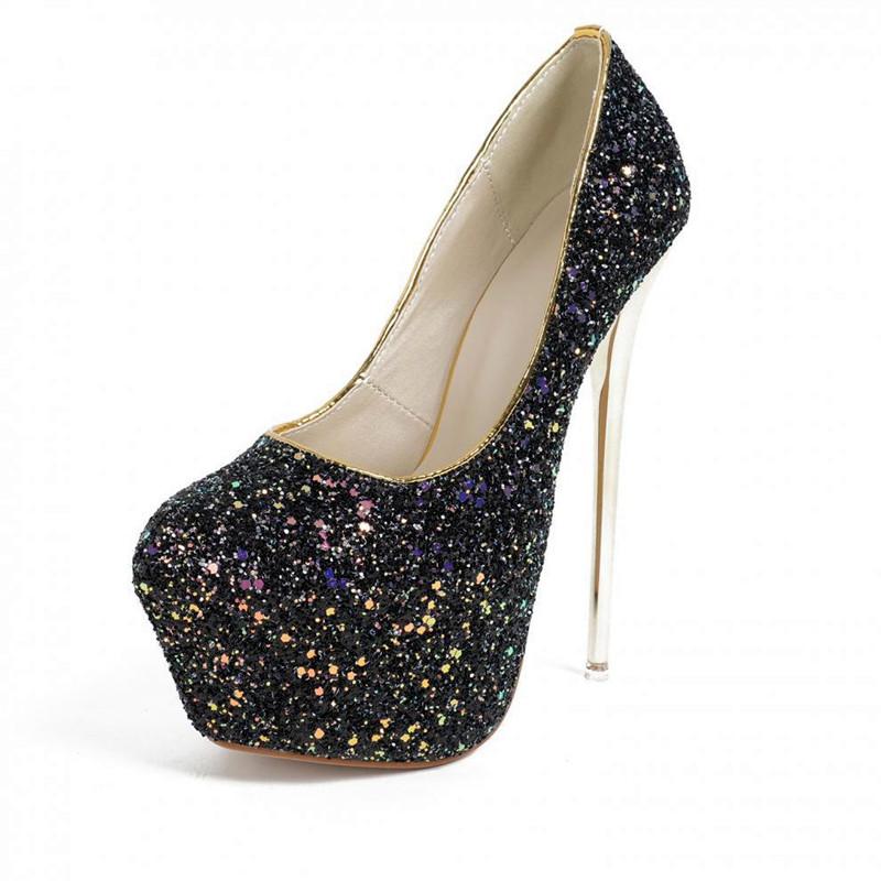 Fashion Sexy Bling Women Heels Elegant Super High Heel 16cm Pumps Fashion Nightclub Pole Dancing Heels Plus Size Platform High Heels