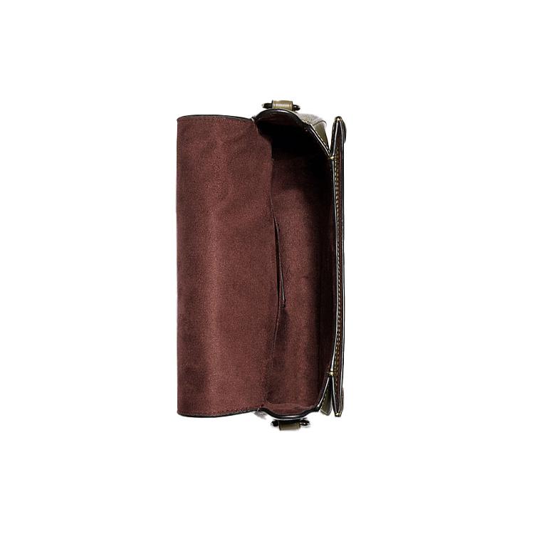 New COACH Georgie Leather Saddle Bag, Bacchus Bag, Shoulder Bag, Crossbody Bag, Shoulder Bag Small Women's Olive Green C2805-QBDB7