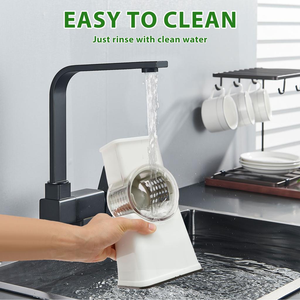 1 Pc Rotary Cheese Grater Efficient Cheese Shredder Slicer with 12 Stainless Steel Changeable Blades Manual Rotary Carrot Cutter