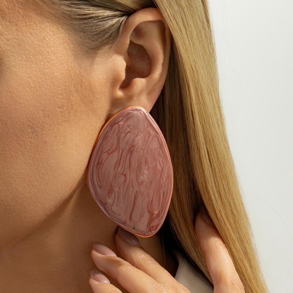 Hong Kong Style Retro Oil Drop Alloy Geometric Earrings Commuting Versatile Multi-color Triangle Earrings for Women