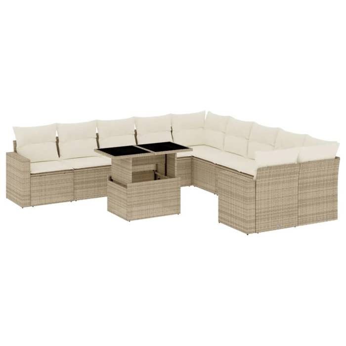 VidaXL Salon de jardin 11 pcs avec coussins beige résine tressée 3267538
