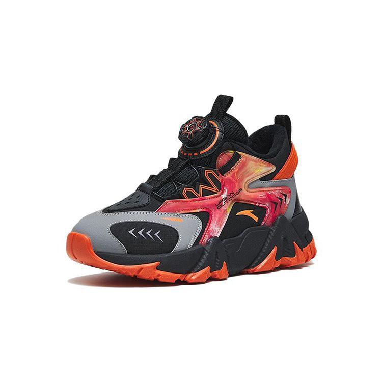 Anta Fleece Lined Warm Sports Casual Shoes Kids Sneakers Black Orange Gray 312146923A-1