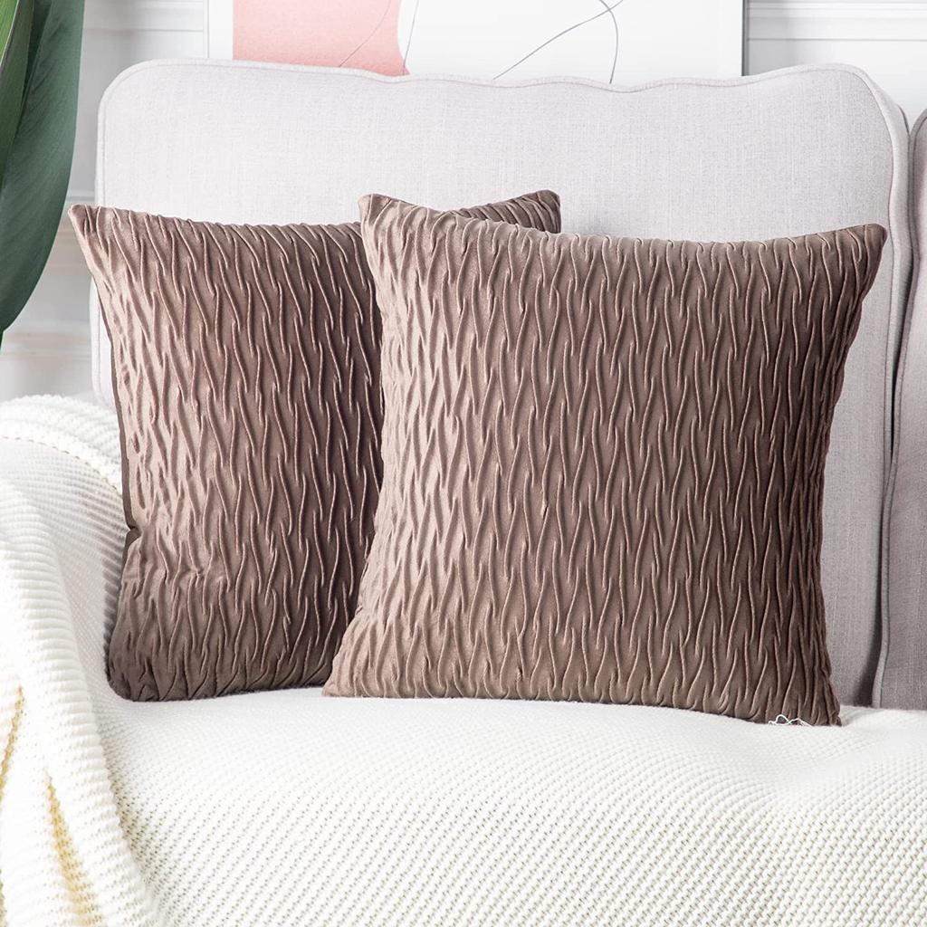 Kissenbezug für Sofa im leichten Luxusstil, einfarbig, nordisch, Ins-Kissenbezug, Samt, plissiert, gestreiftes Kissen