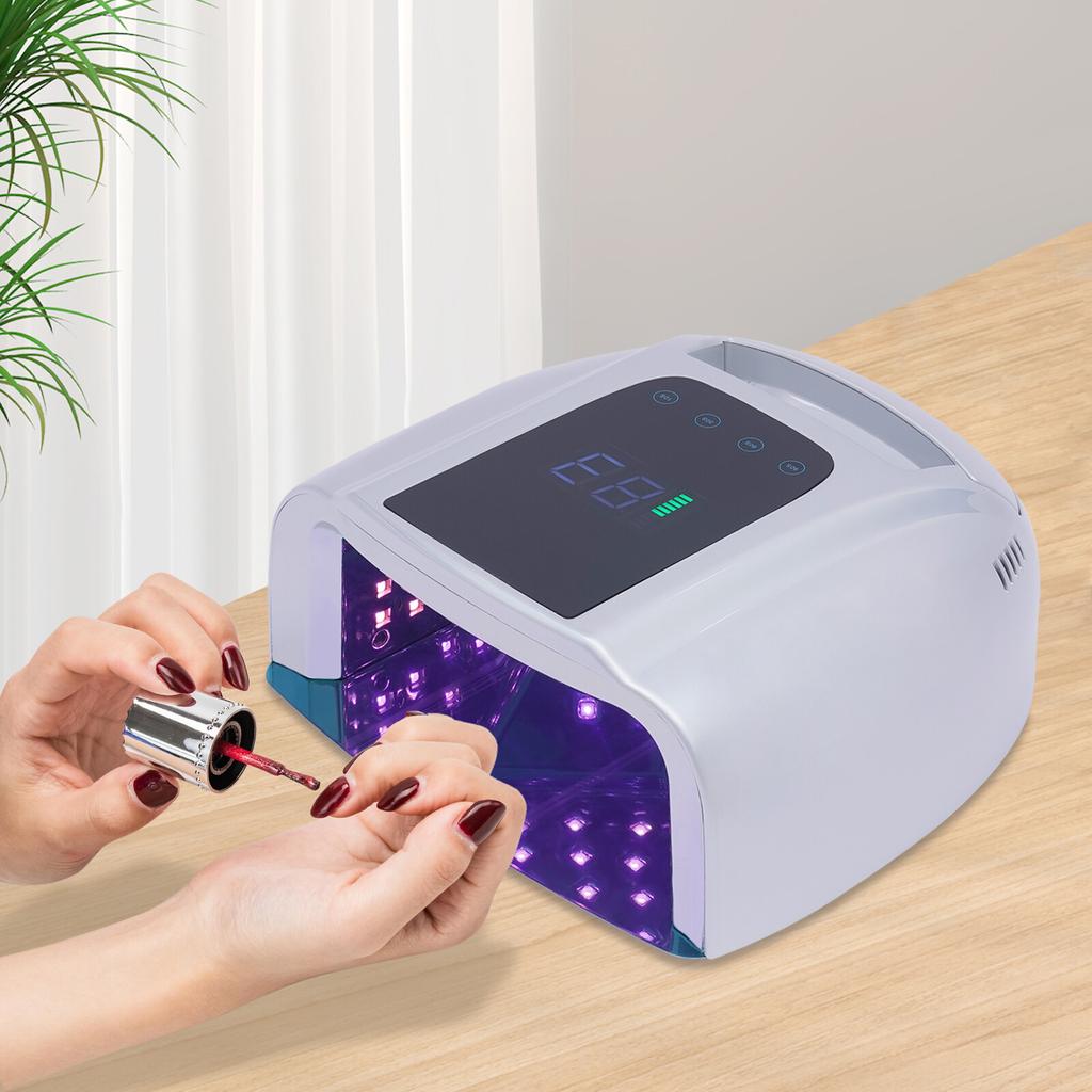 Rechargeable 96W UV LED Nail Lamp, Portable Nail Dryer, 4 Timer Settings, Auto Smart Sensor, Home Salon Manicure & Pedicure Tool