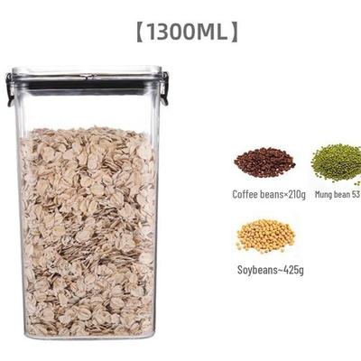 ZISIZ Square Plastic Food Storage Container with Transparent Lid - 1300ML
