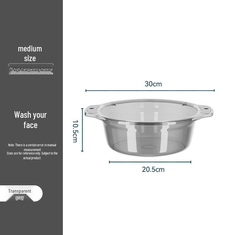 Large Durable Transparent Plastic Household Basin for Face Washing, Laundry, and Kitchen Use