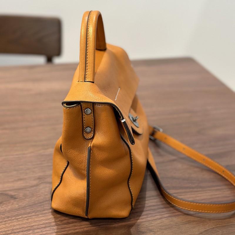 Johnature Handmade Retro Genuine Leather Women's Bag Versatile Soft Cowhide Solid Color Shoulder Crossbody Bags