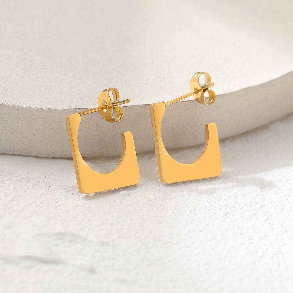 Stainless Steel Earrings Geometry Square Openwork Round Hip Hop Fashion Earrings For Women Jewelry Engagement Weddings Gifts