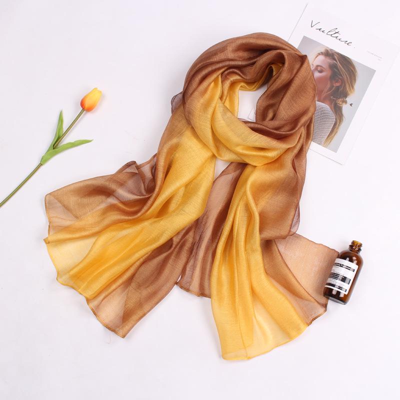 Dual-Use Gradient Mulberry Silk Scarf: Cotton, Linen & Silk Wrap for Women