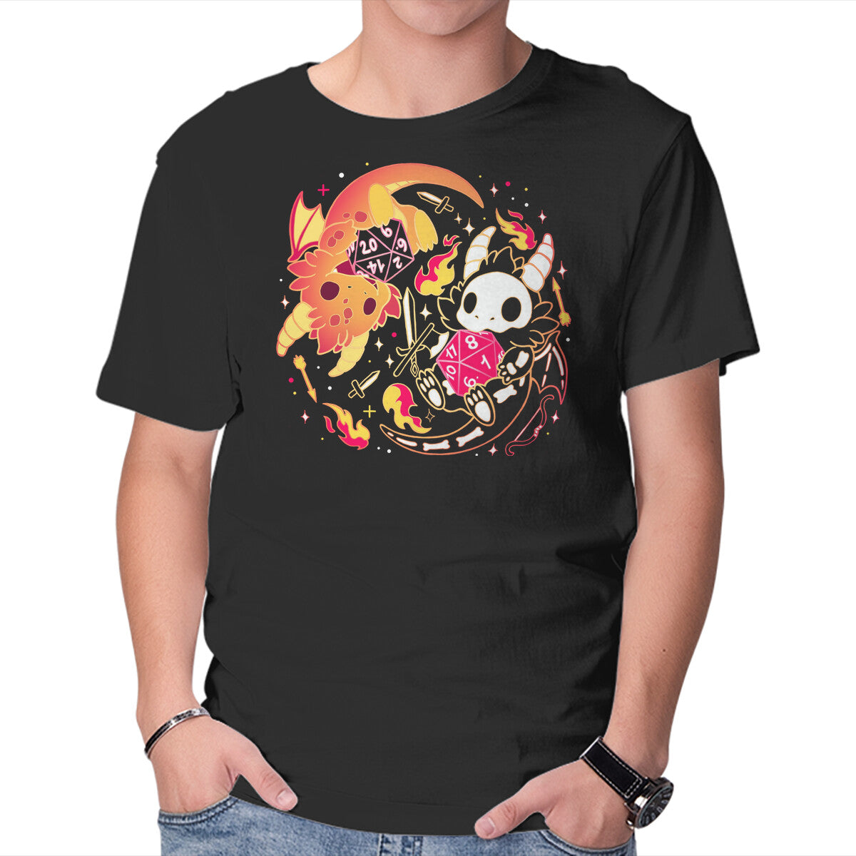 Unisex Crew Neck T-Shirt Winner Loser Dice Dragon Graphic Short Sleeve Casual Tee XXXXL