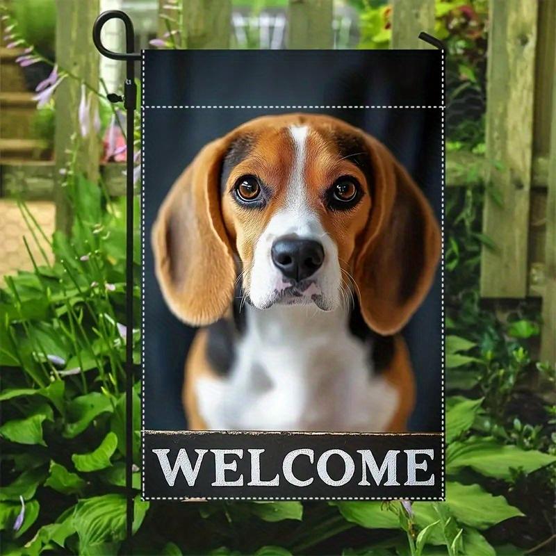 1pc Double-Sided Beagle Heart Garden Flag - 30.99x45.97 cm, Polyester Dog Lover Welcome Design, Perfect for Home, Yard, and Holiday Decor, All-Season