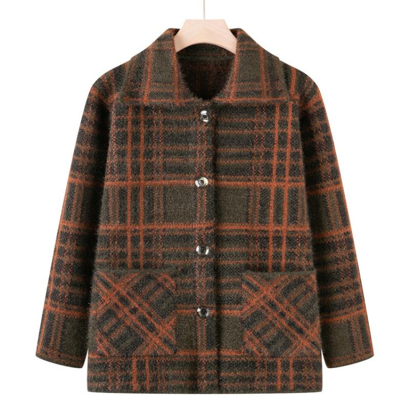 Grandma spring and autumn new knitted sweater medium and old mother autumn thickened sweater women's old lady cardigan jacket