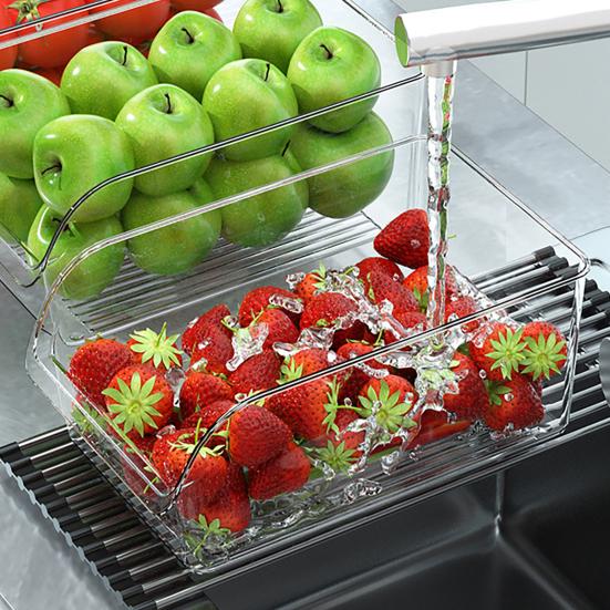 Refrigerator Storage Box, Large Opening Design Transparent Storage Bin, Food-Grade Crisper Box for Kitchen Cabinet Pantry Organization