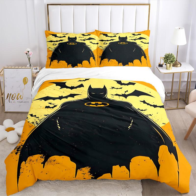 3pcs Batman Bedding Set, Soft Polyester Duvet Cover and Pillowcases Machine Washable Seasons all suitable & Guest Room Decor241