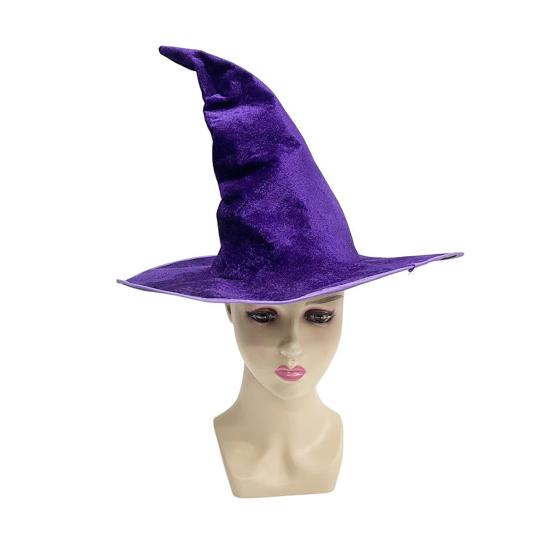 Velvet Witch Hat Sharp Corner Design Iron Wire Brim Role-Playing Themed Party Hat Halloween Costume Accessories